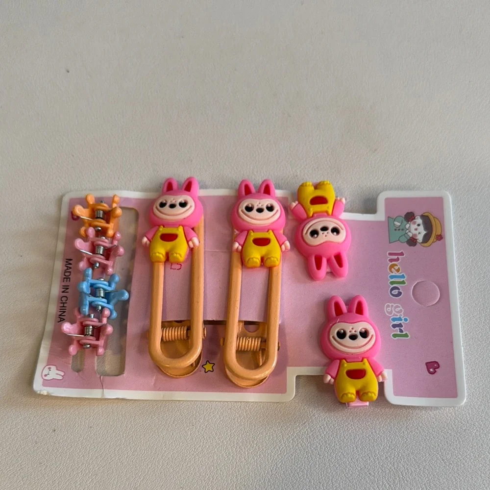 Orange and Pink Viral LABUBU Hair Clip Set - Picture 1 of 2